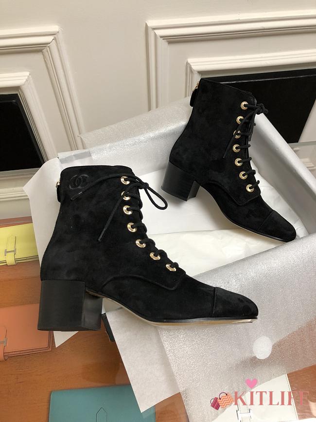 Kitlife Chanel Ankle Suede Calfskin Boots Black | Size 35 - 40 - 1