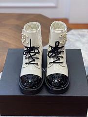 Kitlife Chanel Patent Leather CC Lace Up Boots White | Size 35 - 40 - 1