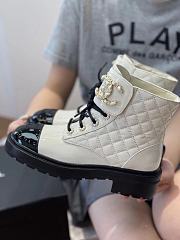 Kitlife Chanel Patent Leather CC Lace Up Boots White | Size 35 - 40 - 6