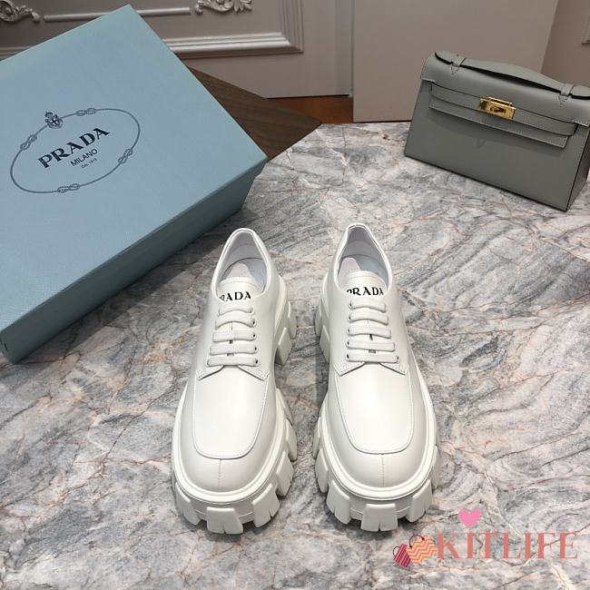 Kitlife Prada Monolith Calfskin Lace-Up Shoes Loafers White | Size 34 - 41 - 1