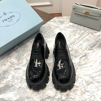 Kitlife Prada Monolith Shiny Calfskin Lace-Up Shoes Loafers Black | Size 34 - 41