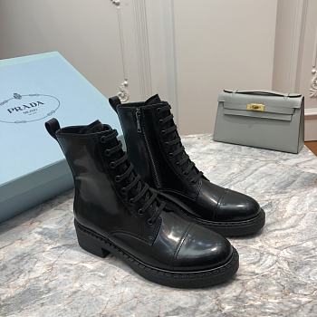 Kitlife Prada Shiny All-Leather Lace-Up Ankle Boots Black | Size 35 - 41