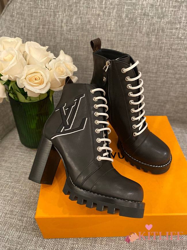 Kitlife Louis Vuitton Logo Ankle Boots 8cm Black | Size 35 - 39 - 1