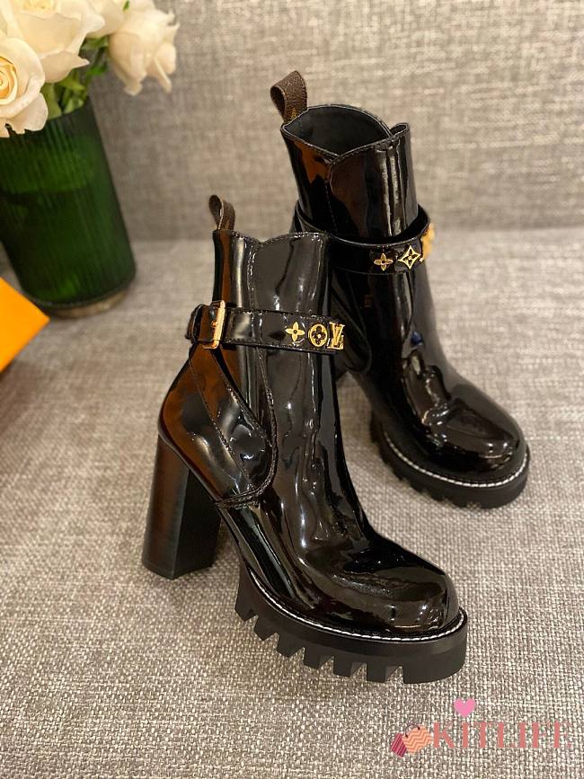 Kitlife Louis Vuitton Star Trail Ankle Boots 9cm Shiny Leather Black | Size 35 - 39 - 1