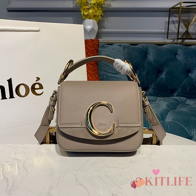Kitlife Chloe C Double Carry Bag In Shiny & Suede Calfskin Grey – 16.5x5x14 cm - 1