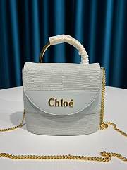 Kitlife Chloe Aby Lock Chain Bag In Embossed Lizard Effect On Calfskin & Smooth Calfskin Light Cloud – 6035 MML02 - 16.5x7x15.5  cm - 1