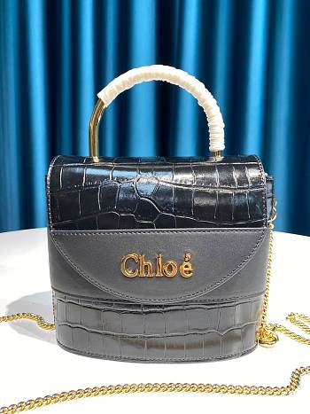 Kitlife Chloe Aby Lock Chain Bag In Embossed Crocodile Effect On Calfskin & Smooth Calfskin Black – 6035 MML02 - 16.5x7x15.5  cm