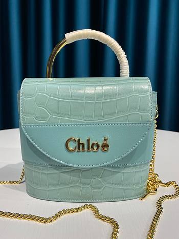 Kitlife Chloe Aby Lock Chain Bag In Embossed Crocodile Effect On Calfskin & Smooth Calfskin Light Cloud – 6035 MML02 - 16.5x7x15.5  cm