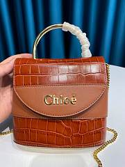 Kitlife Chloe Aby Lock Chain Bag In Embossed Crocodile Effect On Calfskin & Smooth Calfskin Brown – 6035 MML02 - 16.5x7x15.5  cm - 6