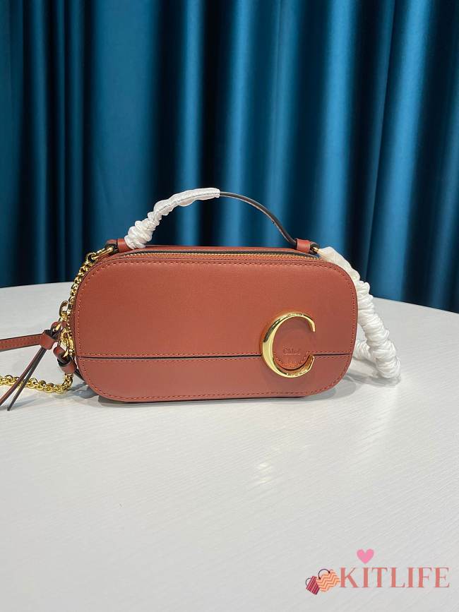 Kitlife Chloe C Vanity Bag In Shiny Calfskin Sepia Brown – 6040 – 19x10x7 cm - 1
