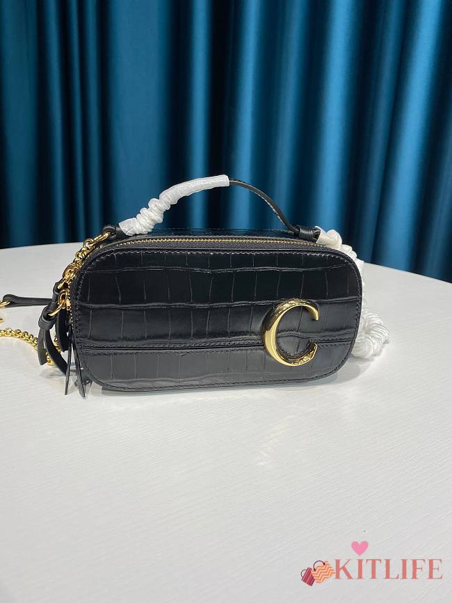 Kitlife Chloe C Vanity Bag Crocodile Leather Black – 6040 – 19x10x7 cm - 1