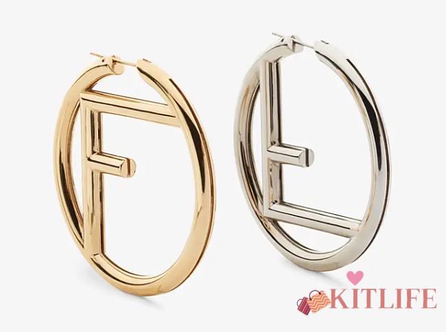 Kitlife Fendi F Gold and Palladium Earrings - 8AG797 - 5.5x5.5x0.6 cm - 1