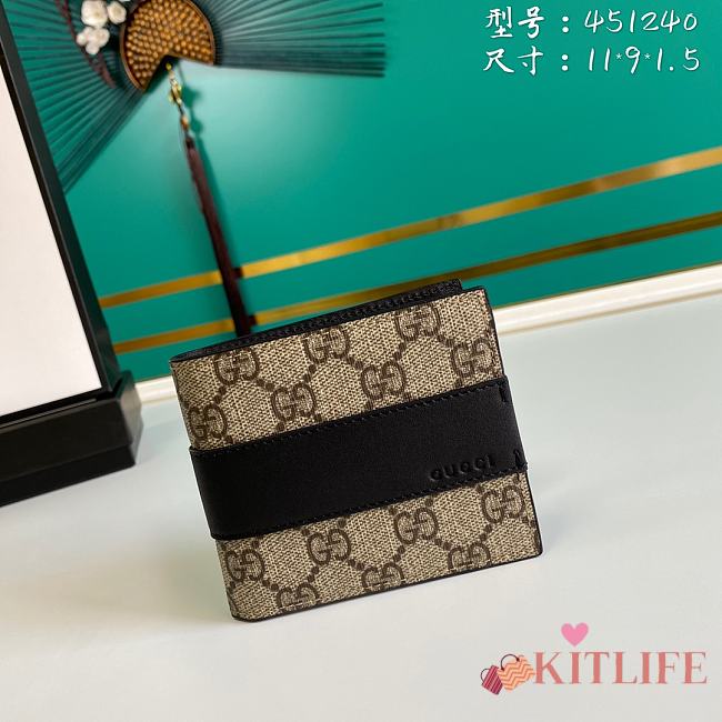 Kitlife Gucci GG Supreme Wallet Beige/Ebony – 451240 – 11x9x1.5cm - 1