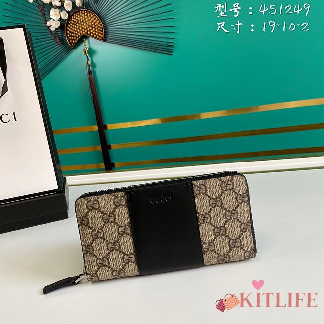Kitlife Gucci GG Supreme Zippy Wallet Beige/Ebony – 451249 – 19x10x2cm - 1