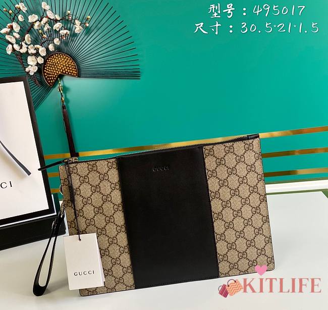 Kitlife Gucci GG Supreme Clutch Beige/Ebony – 495017 – 30.5x21x1.5cm - 1