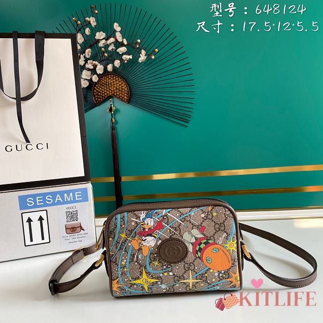 Kitlife Gucci GG Supreme Crossbody Donal Duck Brown – 648124 – 17.5x12x5.5cm - 1