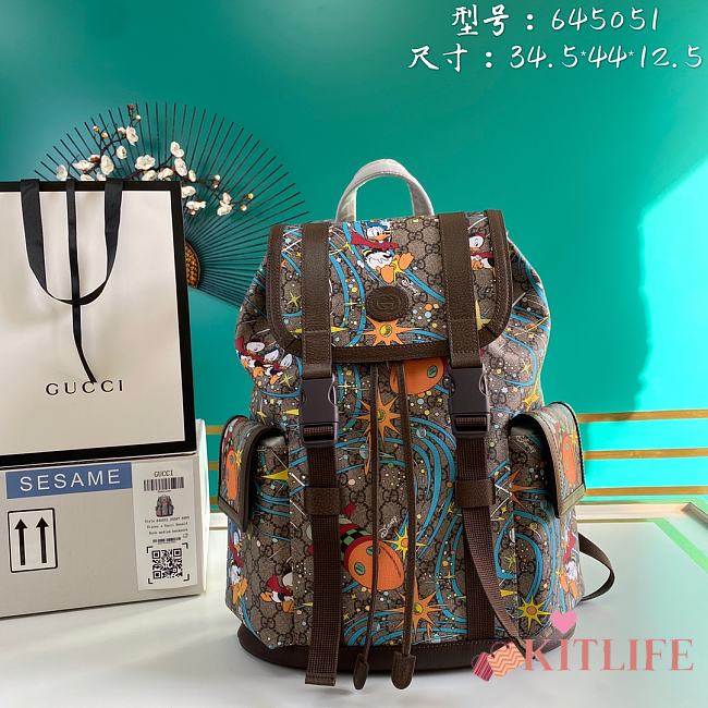 Kitlife Gucci GG Supreme Backpack Donal Duck Brown – 645051 – 44x34.5x12.5cm - 1