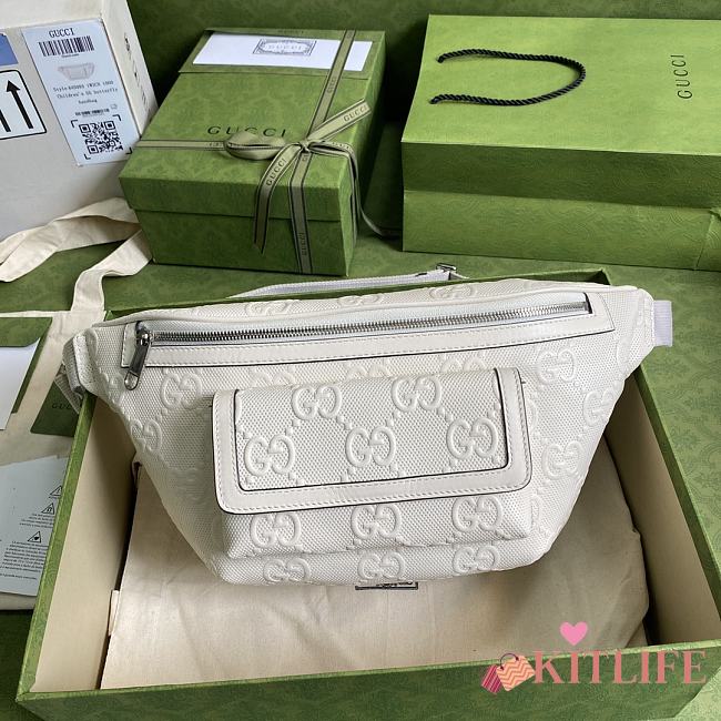 Kitlife Gucci GG Embossed Belt Bag In White Leather – 645093 – 28×18×8cm - 1