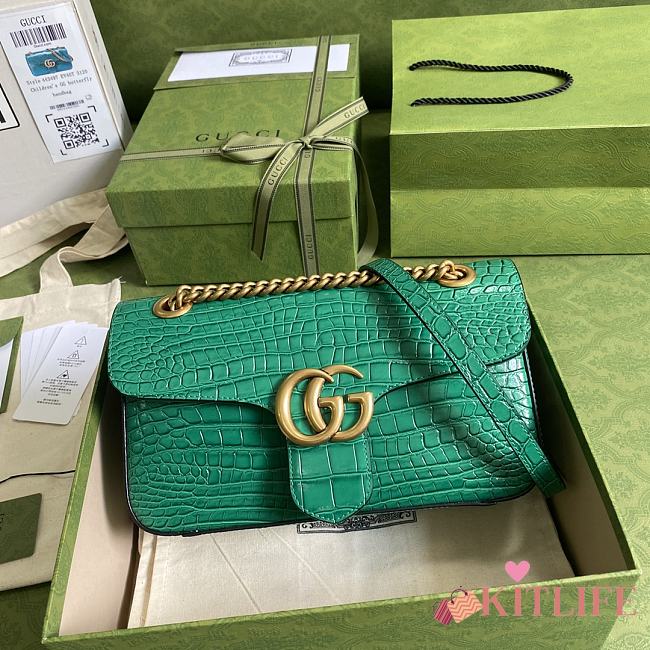 Kitlife Gucci GG GG Marmont Green Crocodile Pattern – 443497 – 26x15x7cm - 1