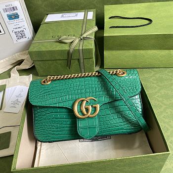 Kitlife Gucci GG GG Marmont Green Crocodile Pattern – 443497 – 26x15x7cm