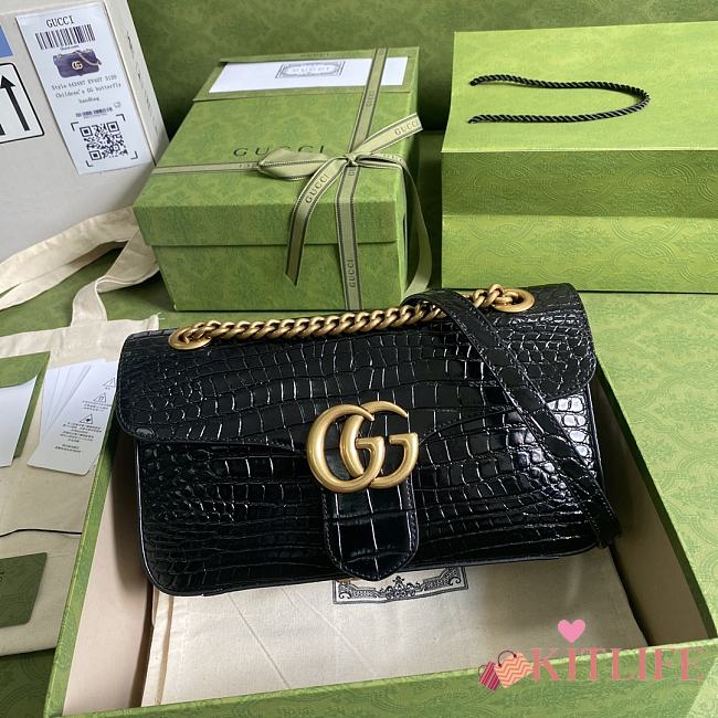 Kitlife Gucci GG GG Marmont Black Crocodile Pattern – 443497 – 26x15x7cm - 1
