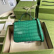 Kitlife Gucci GG Marmont Handle Bag Green Crocodile Pattern – 547260 – 21x15.5x8cm - 5