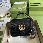 Kitlife Gucci GG Marmont Handle Bag Black Crocodile Pattern – 547260 – 21x15.5x8cm - 1