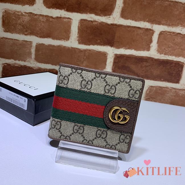 Kitlife Gucci GG Wallet Beige/Ebony Green/Red Web – 557702 – 11x9cm - 1