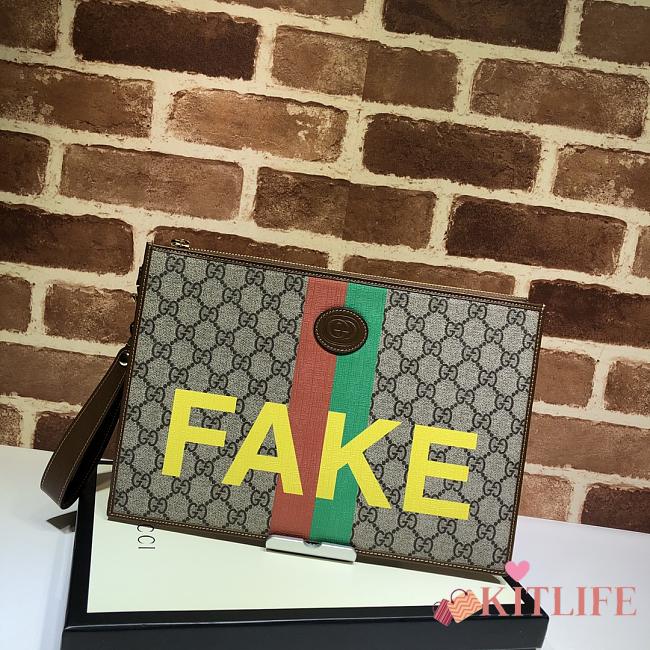 Kitlife Gucci GG Supreme Clutch With Fake Print – 636171 – 30x21x1.5cm - 1