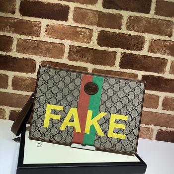 Kitlife Gucci GG Supreme Clutch With Fake Print – 636171 – 30x21x1.5cm