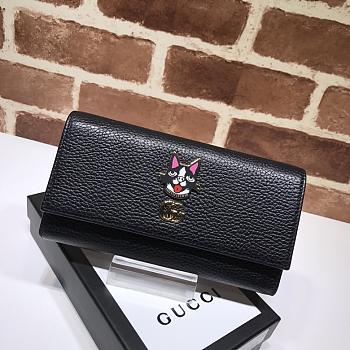 Kitlife Gucci Cat Print Long Wallet Black – 499324 –19x10.5x3cm