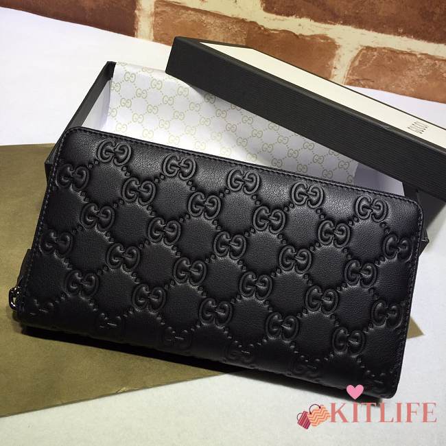 Kitlife Gucci Signature Zip Around Wallet Black – 307987 –19x10.5x2.5cm - 1