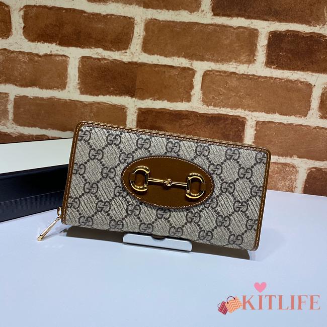 Kitlife Gucci Horsebit 1955 Zip Around Wallet Brown – 621889 – 19x10.5x2cm - 1