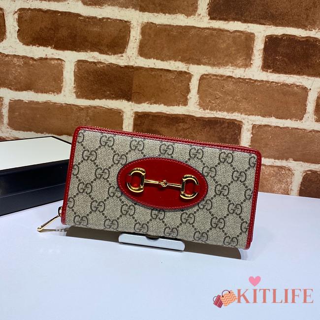 Kitlife Gucci Horsebit 1955 Zip Around Wallet Red – 621889 – 19x10.5x2cm - 1