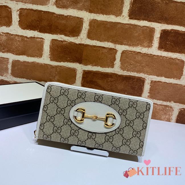 Kitlife Gucci Horsebit 1955 Zip Around Wallet White – 621889 – 19x10.5x2cm - 1