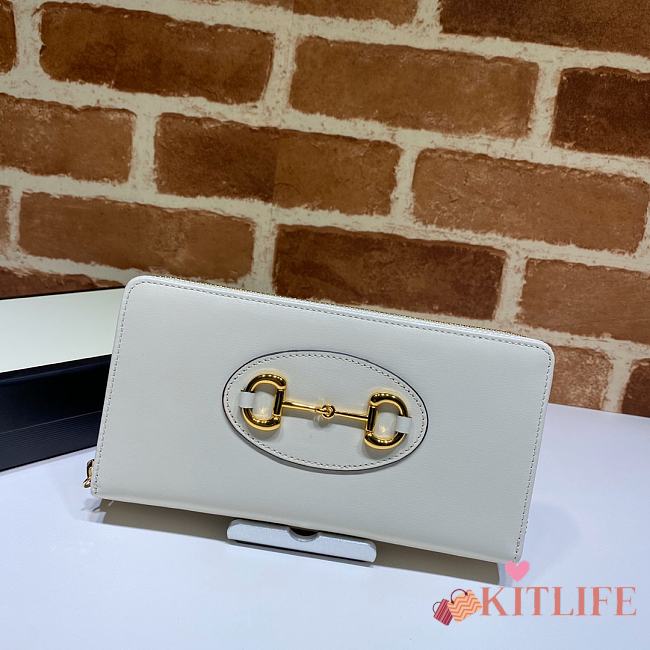 Kitlife Gucci Horsebit 1955 Zip Around Wallet Full White – 621889 – 19x10.5x2cm - 1