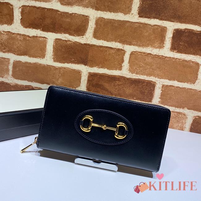 Kitlife Gucci Horsebit 1955 Zip Around Wallet Full Black – 621889 – 19x10.5x2cm - 1