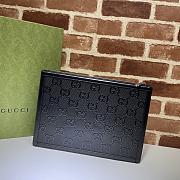 Kitlife Gucci GG embossed Pouch in black leather – 625569 -  W30.5cm x H21cm x D1.5cm - 5