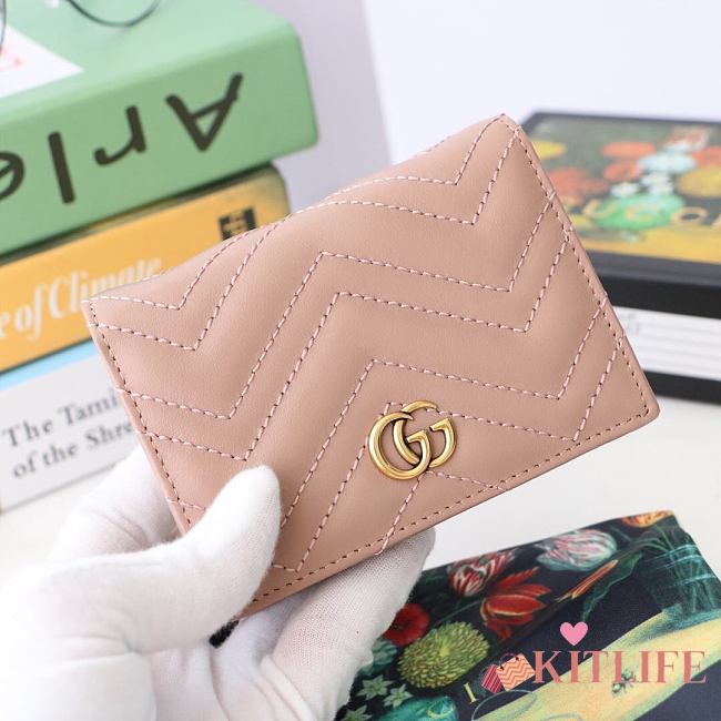 Kitlife Gucci GG Marmont card case wallet gold hardware beige – 466492 -  11x8.5x3cm - 1