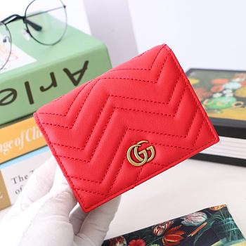 Kitlife Gucci GG Marmont card case wallet gold hardware Red – 466492 -  11x8.5x3cm