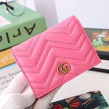 Kitlife Gucci GG Marmont card case wallet gold hardware Pink – 466492 -  11x8.5x3cm