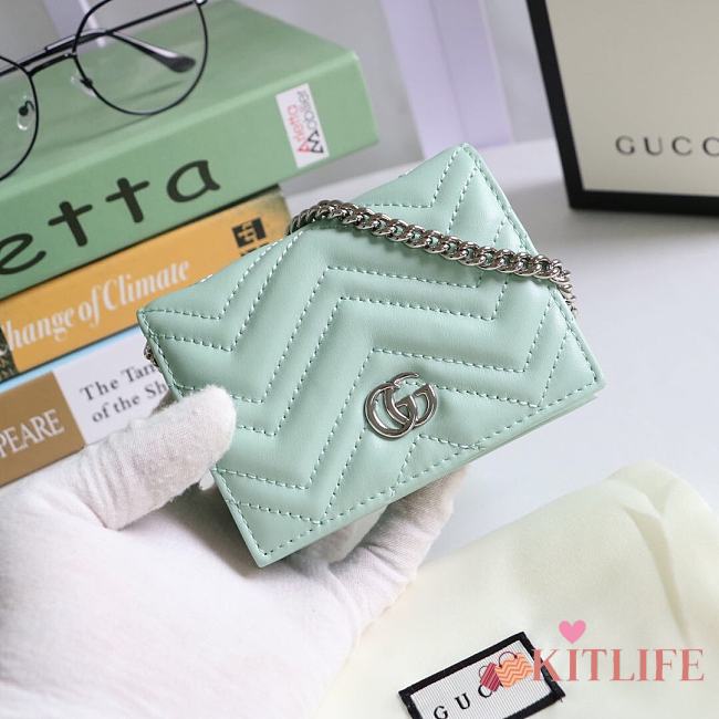 Kitlife Gucci GG Marmont card case wallet silver hardware mint – 625693 -  11x8.5x3cm - 1