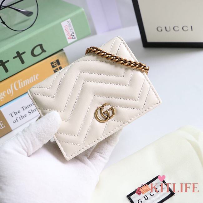 Kitlife Gucci GG Marmont card case wallet gold hardware white – 625693 -  11x8.5x3cm - 1