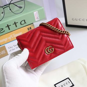 Kitlife Gucci GG Marmont card case wallet gold hardware red – 625693 -  11x8.5x3cm