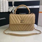 Kitlife Chanel FLAP BAG WITH TOP HANDLE Chevrons Pattern Lambskin Aged Gold Metal Beige - 25x17x12cm - 1