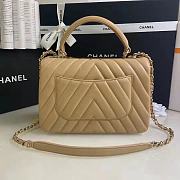 Kitlife Chanel FLAP BAG WITH TOP HANDLE Chevrons Pattern Lambskin Aged Gold Metal Beige - 25x17x12cm - 6