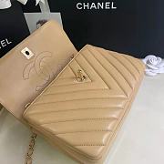 Kitlife Chanel FLAP BAG WITH TOP HANDLE Chevrons Pattern Lambskin Aged Gold Metal Beige - 25x17x12cm - 5