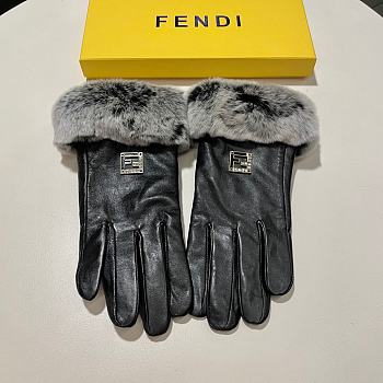 Kitlife Fendi Gloves Rabbit Wool Imported First-Class Sheepskin Leather Black Gold Hardware