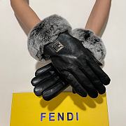 Kitlife Fendi Gloves Rabbit Wool Imported First-Class Sheepskin Leather Black Gold Hardware - 6