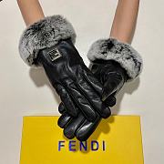 Kitlife Fendi Gloves Rabbit Wool Imported First-Class Sheepskin Leather Black Gold Hardware - 5